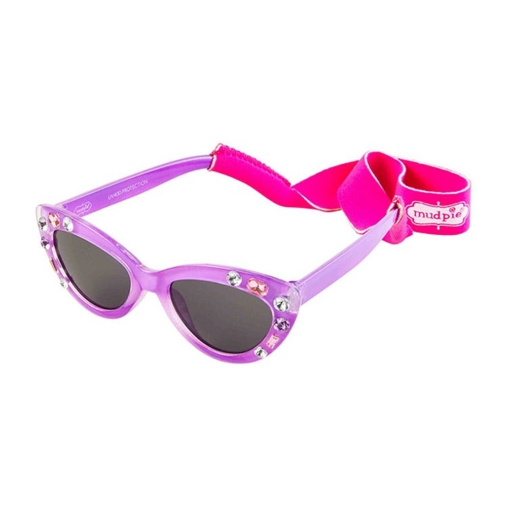 Mud Pie Purple Cat Eye Sunglasses with Strap Age 2-5